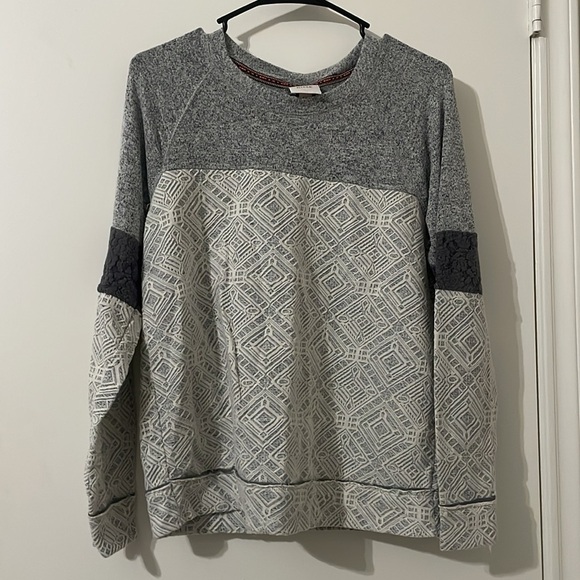 Knox Rose Womens Gray Crew Neck Colorblock Long Sleeve Sweater Pullover Size S - Picture 2 of 7